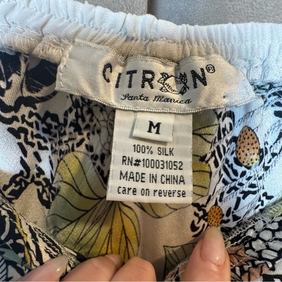 Citron Santa Monica 100% Silk Skirt with texture Floral Design boho contemporary - Picture 4 of 5